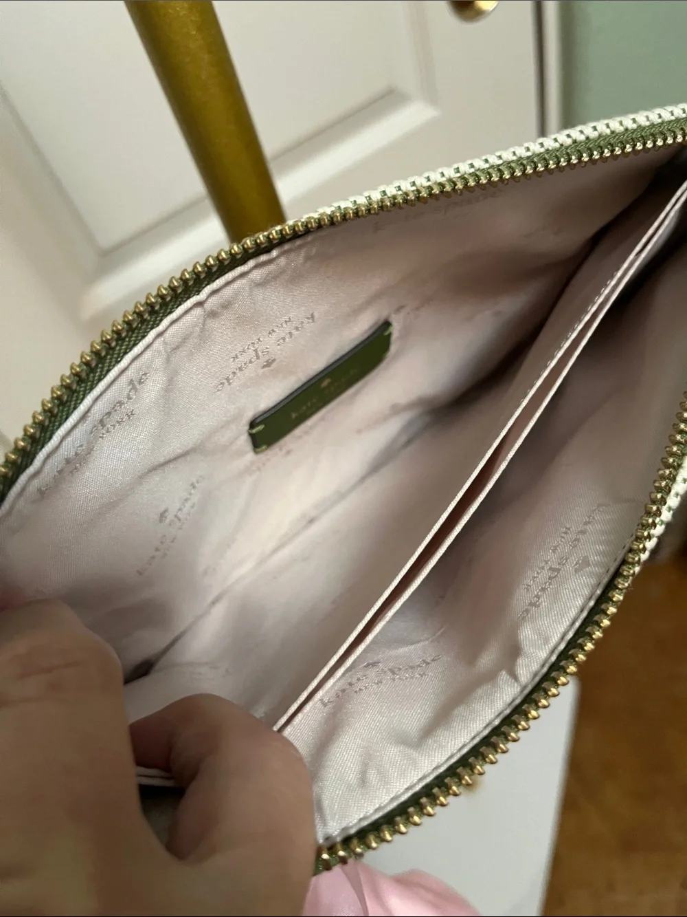 NEW kate spade Olive Green and Cream Leather Crossbody